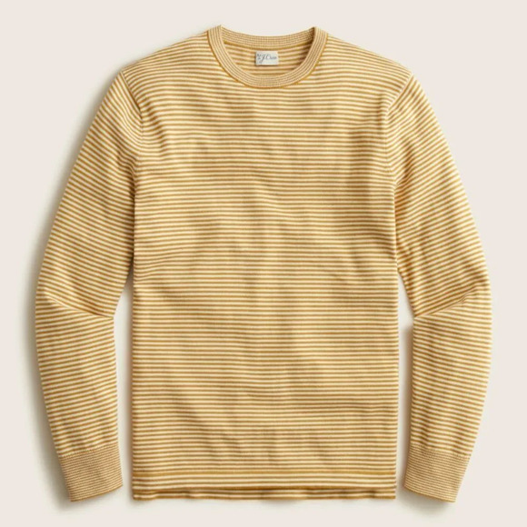 J. Crew Other - J. Crew Men's Cotton Split-Hem Sweater In Stripe Yellow White Mustard